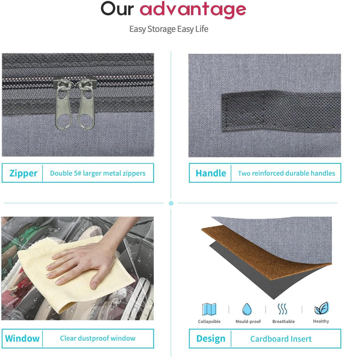 Onlyeasy Organizador grande de zapatos debajo de la cama (6 a 12 pa...