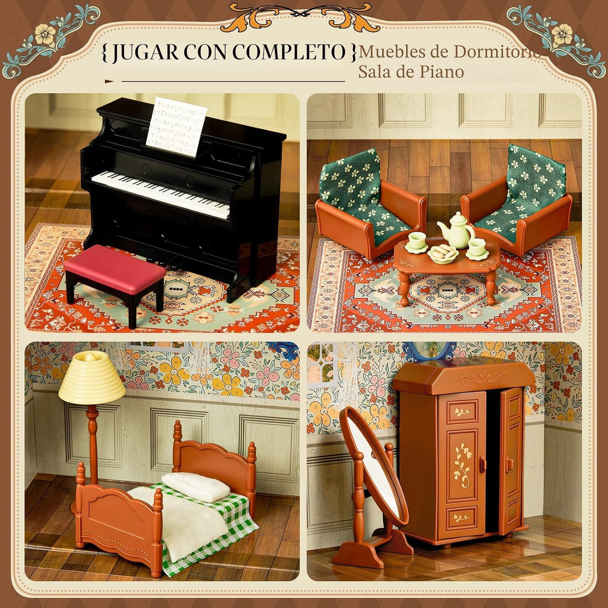 Juego de maletas para muebles de dormitorio para niños, 2 muñecas f...