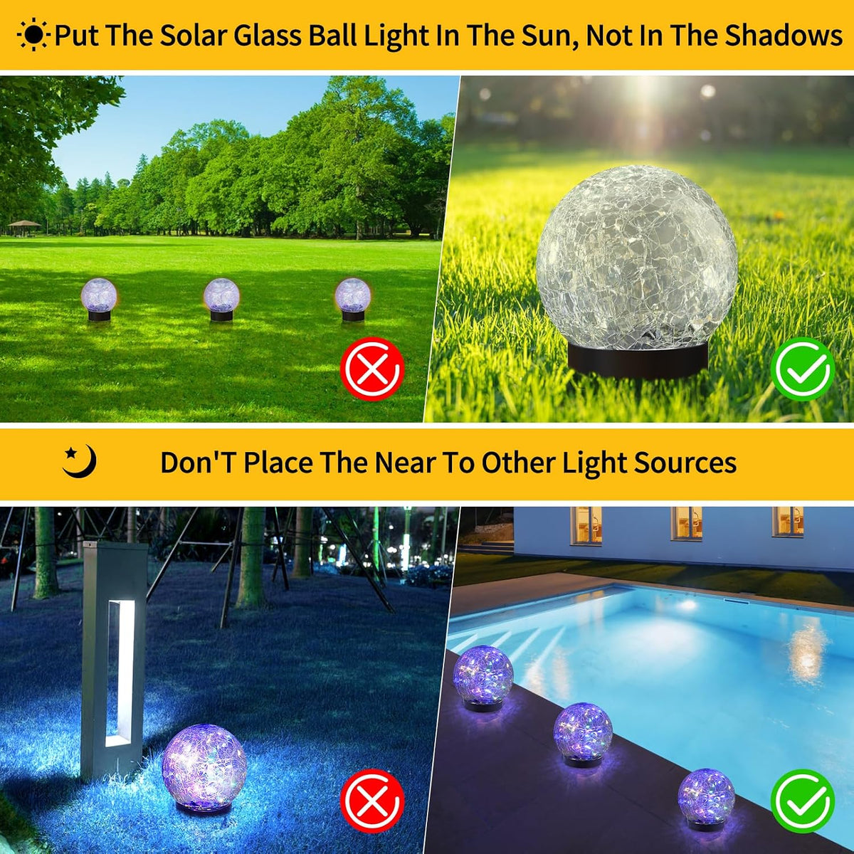 JKIMK Luces solares de globo para exteriores, impermeables, bolas s...