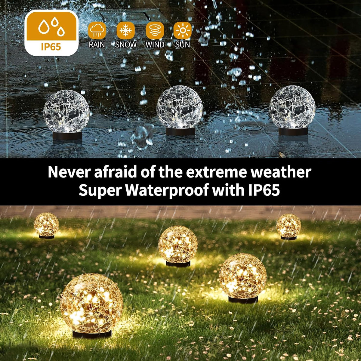 JKIMK Luces solares de globo para exteriores, impermeables, bolas s...