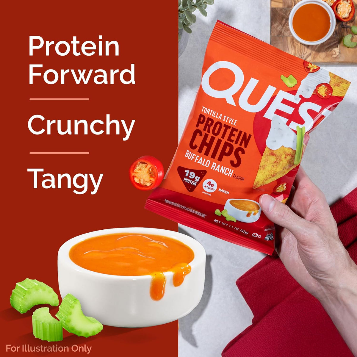 Quest Nutrition Buffalo Ranch - Chips de proteína estilo tortilla |...