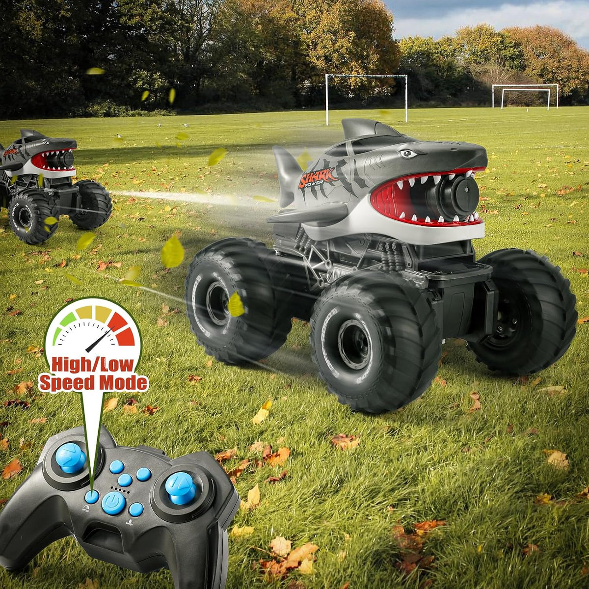 BOBXIN Anfibio Control Remoto Coche Tiburón Monster Truck Squirt Ag...
