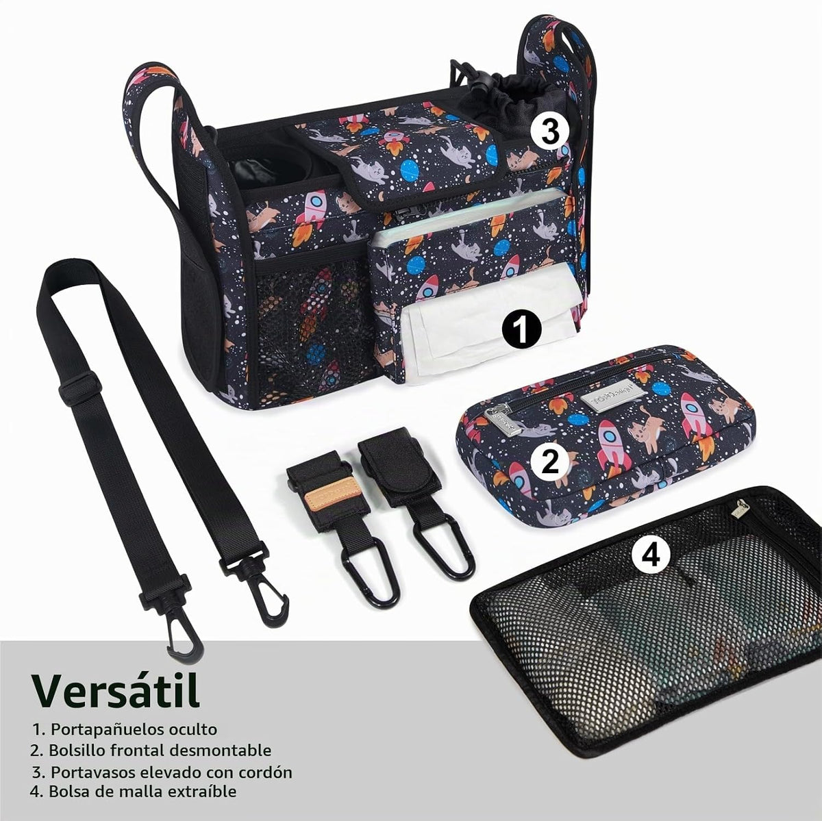 TOPDesign Organizador universal para cochecito de bebé, carrito de...