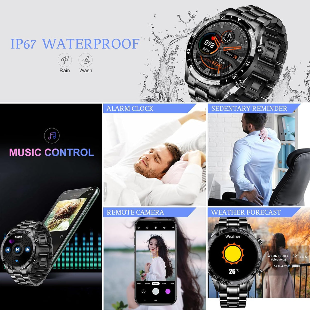 FILIEKEU Reloj inteligente para hombre para Android iOS, llamadas B...