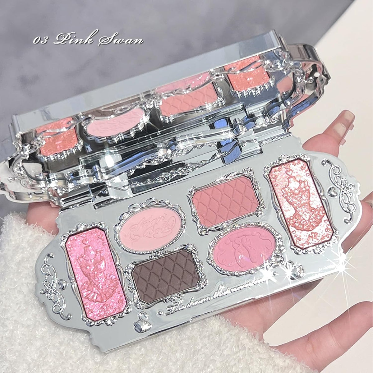 Flower Knows Swan Ballet Paleta de maquillaje de 6 colores con pinc...