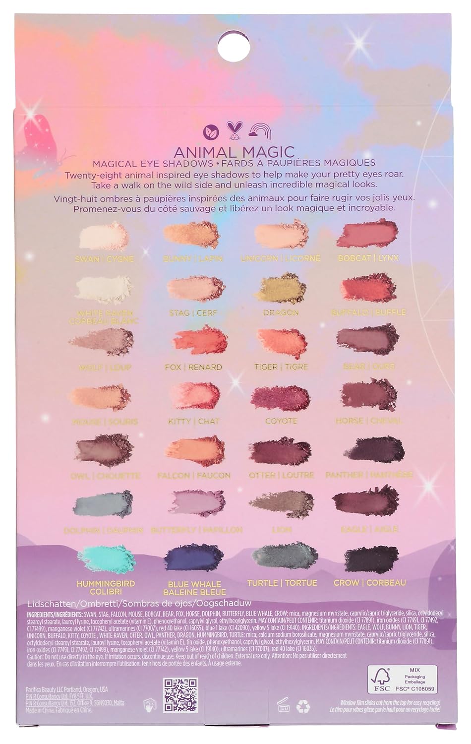 Paleta de sombras de ojos Pacifica \u2013 Animal Magic con tonos co...