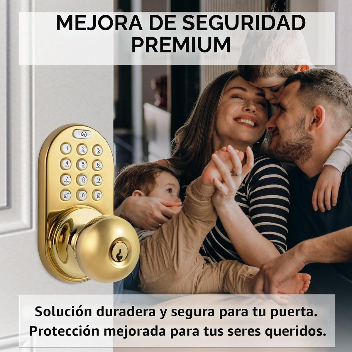 MiLocks TKK-02P - Pomo de puerta digital con teclado, cerradura de...