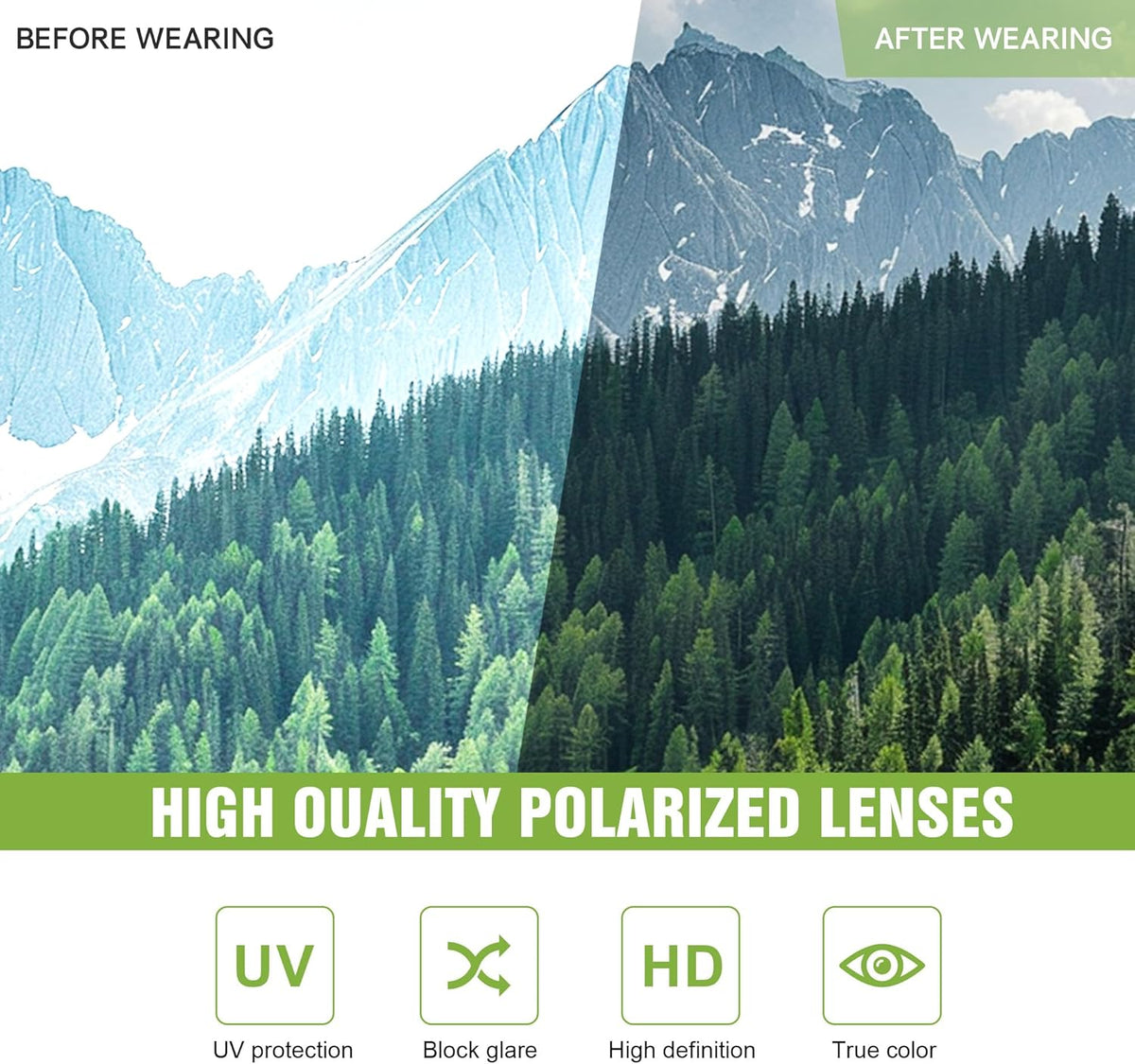 Foliful Paquete de 3 lentes de sol deportivos polarizados para homb...