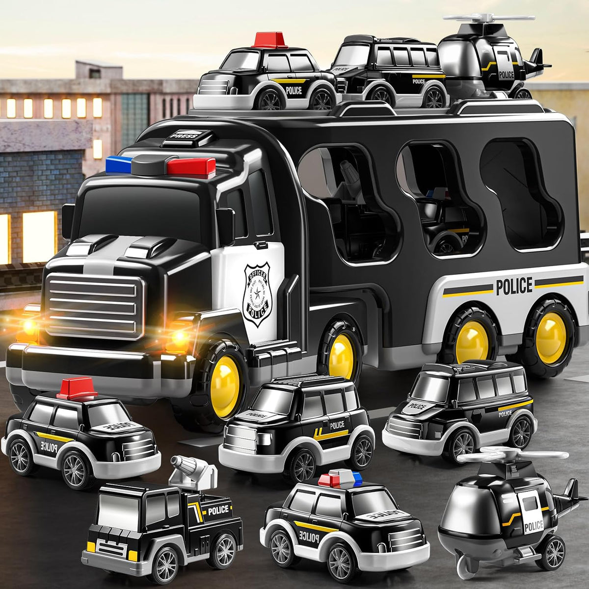 JUKUDAHU - Camión de policía de juguete para niños y niñas de 3 a 9...
