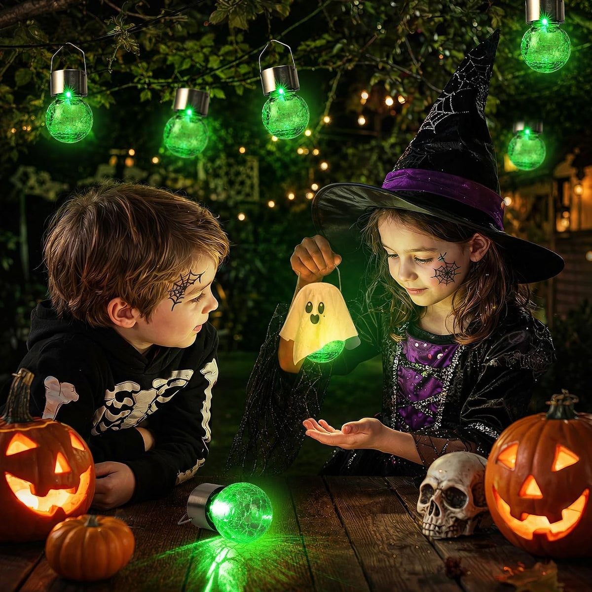 GIGALUMI Luces solares de Halloween Linternas solares colgantes al...