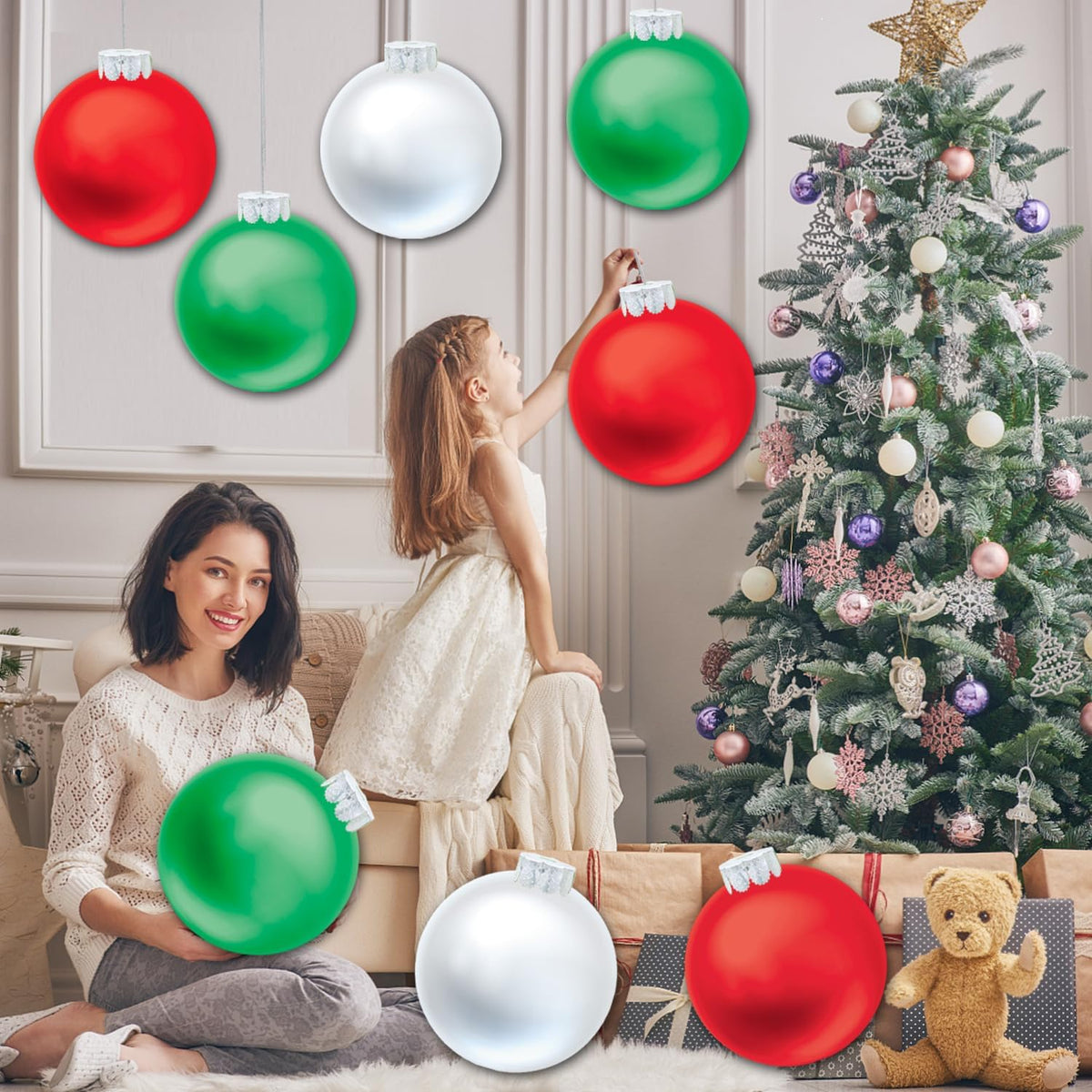 YHFUISK 18 piezas de decoración de Navidad al aire libre, bolas inf...