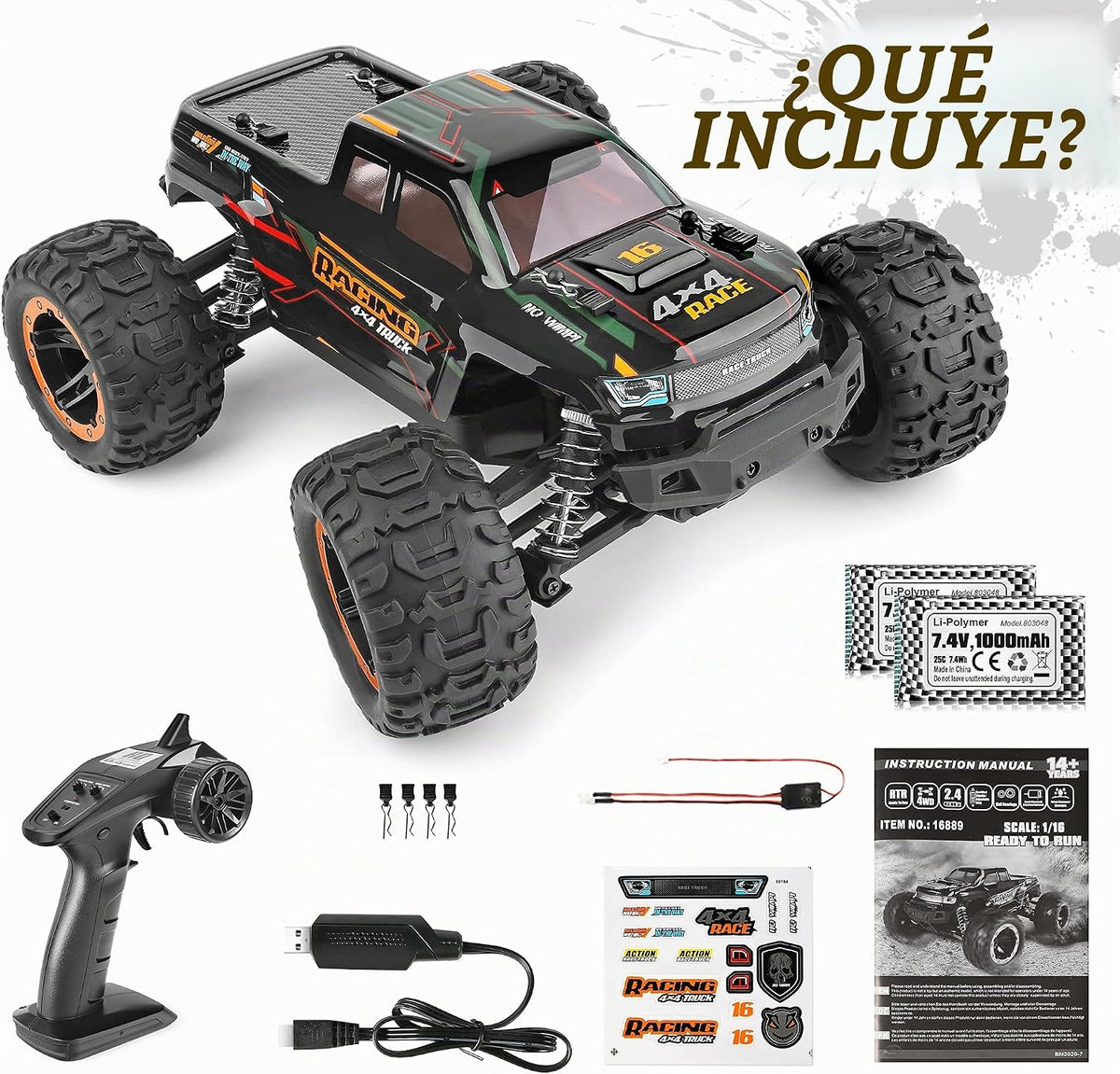 HAIBOXING Coche de control remoto 16889, escala 1:16, 2.4 GHz, auto...