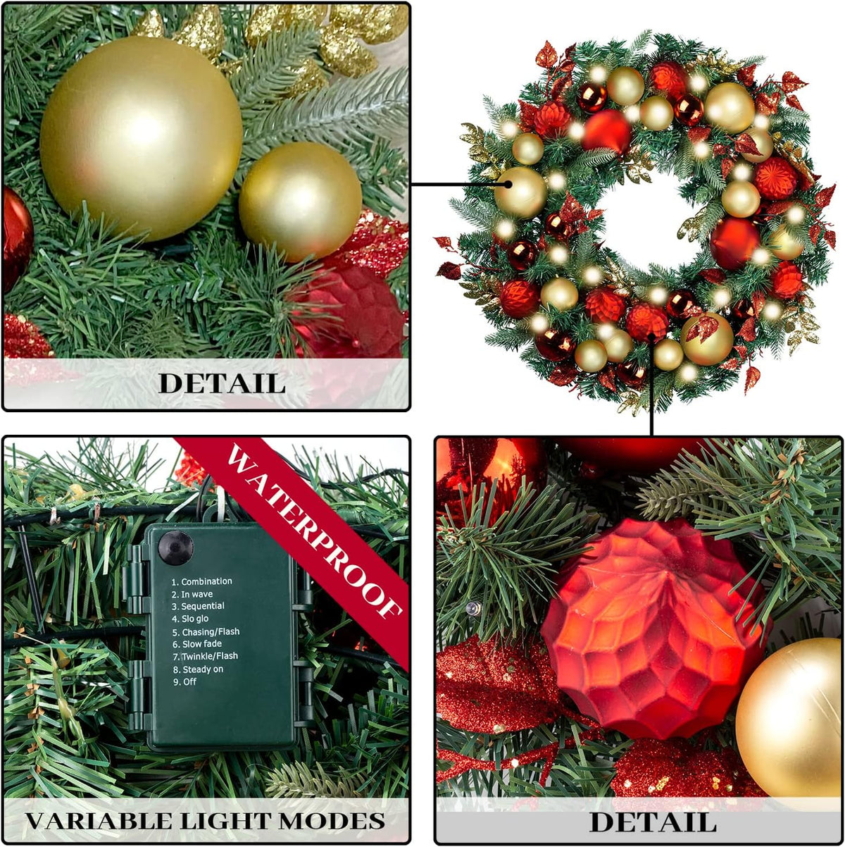 WANNA-CUL Guirnalda de Navidad preiluminada de 9 pies con luces | G...