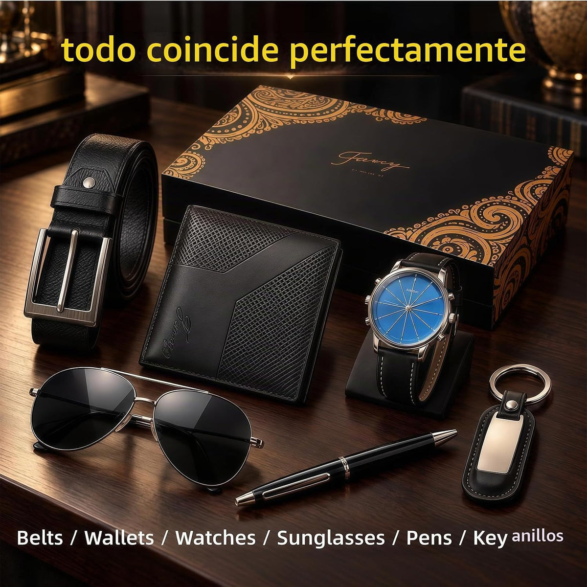 CXLZENGH Juego de regalo para hombre, 6 piezas, reloj, billetera, c...