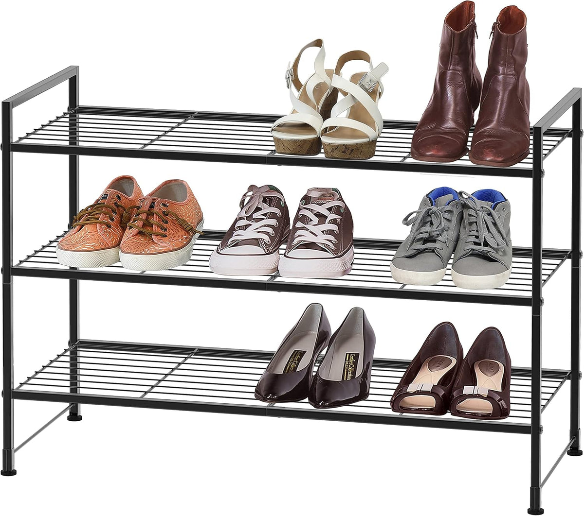 Simple Houseware Zapatero apilable de 3 niveles con rejilla, color...