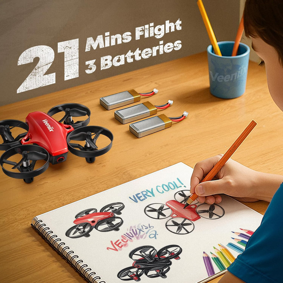 Veeniix V995 Mini dron rojo para niños y principiantes, cuadricópte...