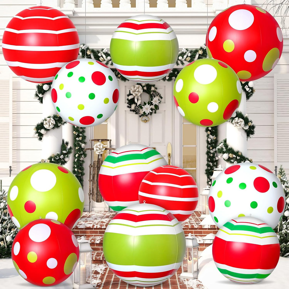 Jetec - 12 bolas inflables gigantes de Navidad de 24,16 pulgadas pa...