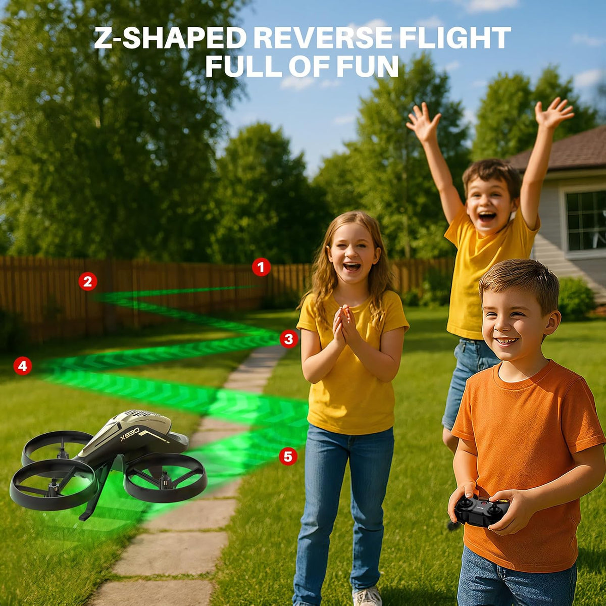 SYMA X990 - Avión RC para niños, acrobacias volando con protector d...