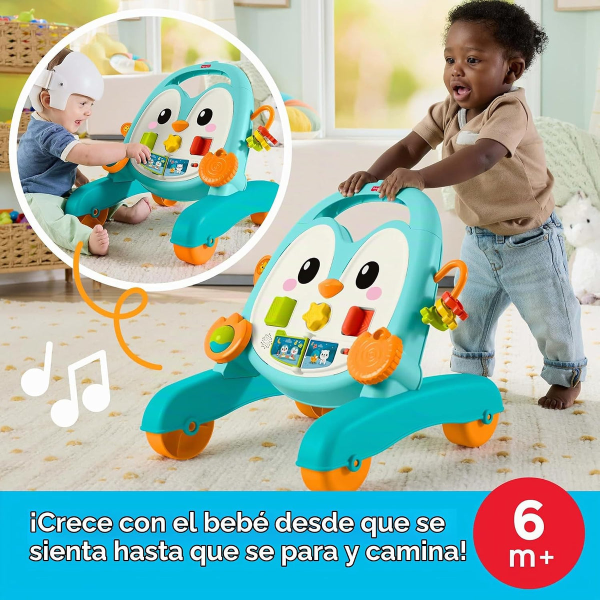 Fisher-Price Juguete de empuje para bebé, caminante musical de ping...