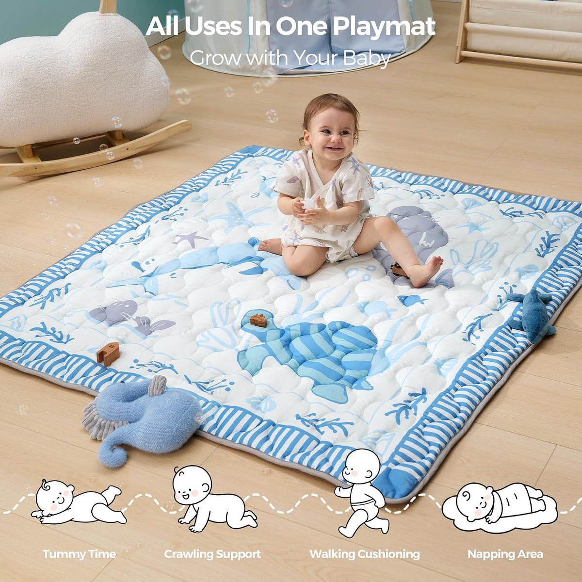 Momcozy Alfombra de juego para bebé para piso, alfombra gruesa de c...