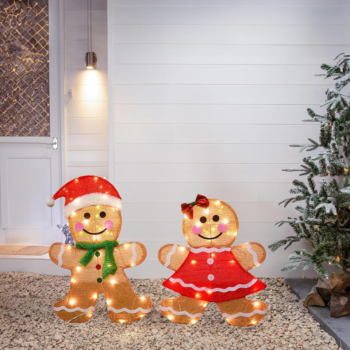 Dazzle Bright Decoración navideña para exteriores, 2 piezas de homb...