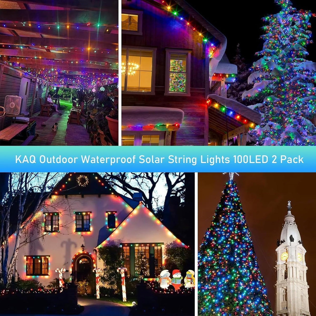 KAQ Paquete de 200 luces solares LED para exteriores, impermeables...