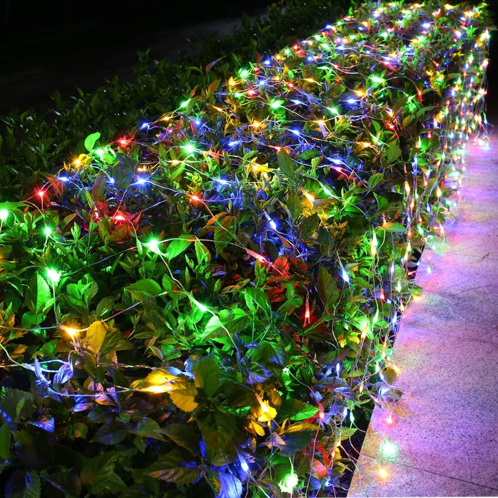 Joomer Luces de red de Navidad de 12 pies x 5 pies, luces de malla...