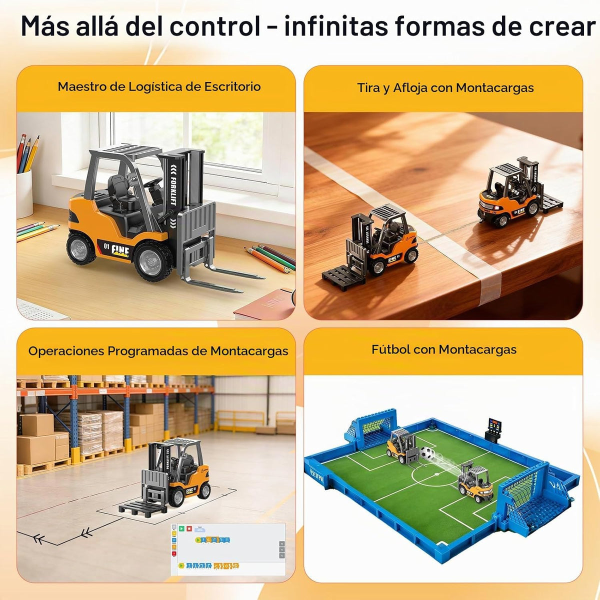 DAOGU mini RC carretilla elevadora juguete grúa de control remoto 2...