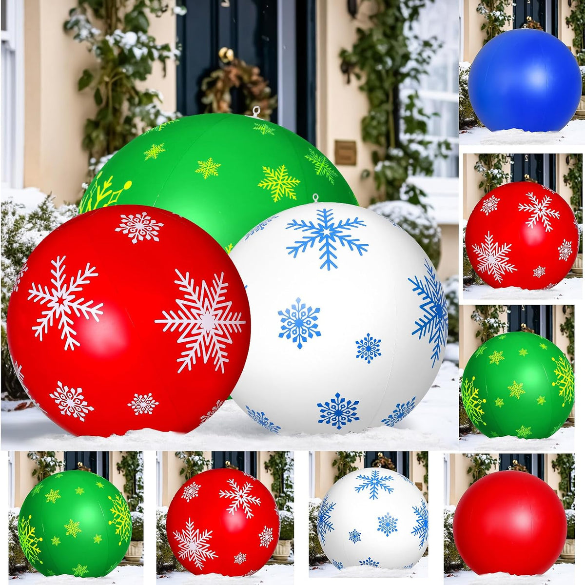 Jetec - 12 bolas inflables gigantes de Navidad para exteriores, 12...
