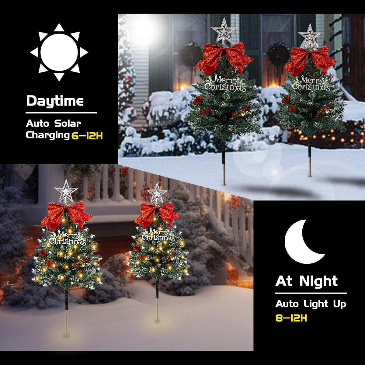 TAILERRI Luces solares de camino para árbol de Navidad, decoración...