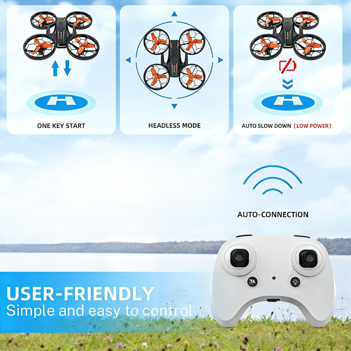 Drones - Drone RC con auto flotante y modo sin cabeza, cuadricópter...