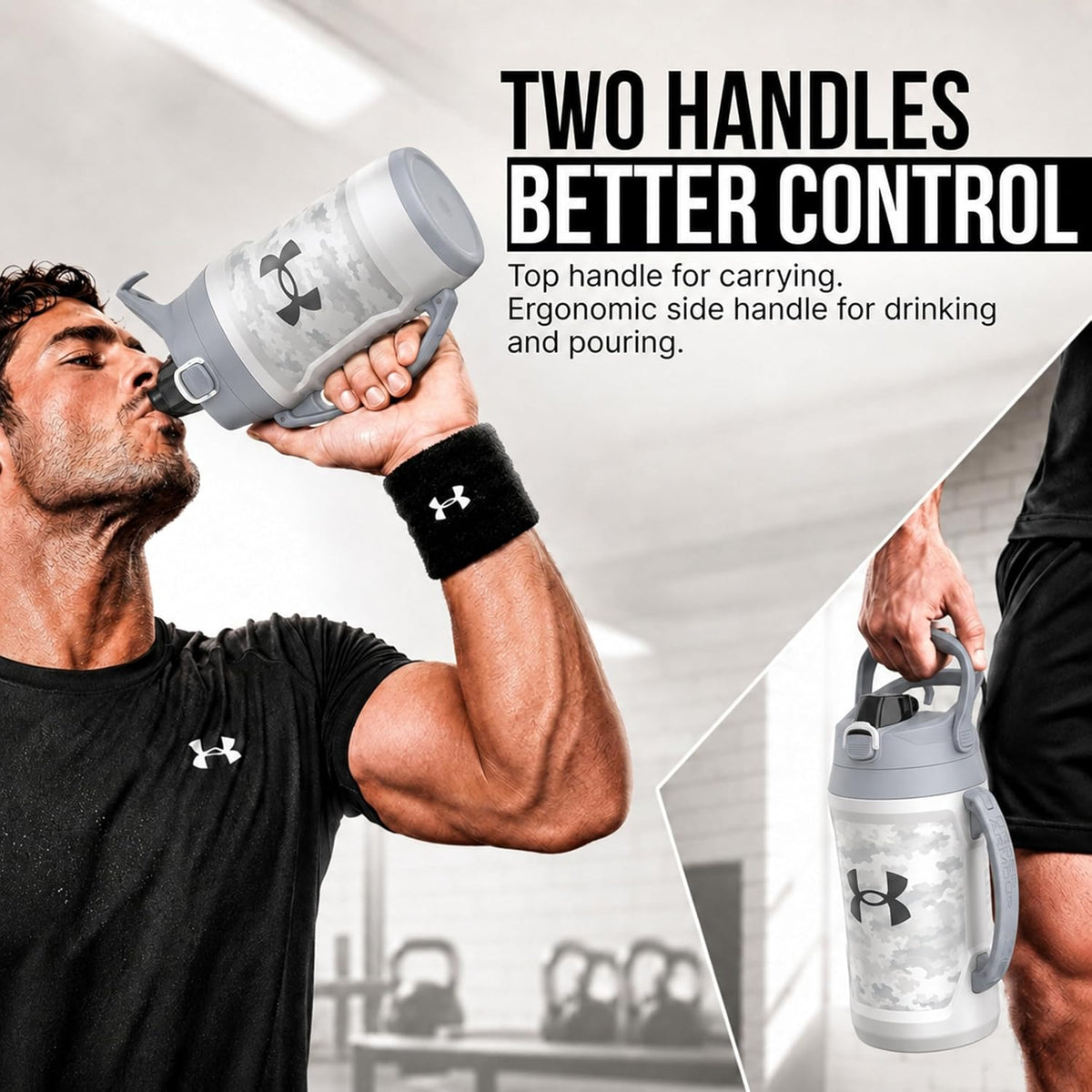 Under Armour Botella de agua aislada con asa y gancho para cerca, j...