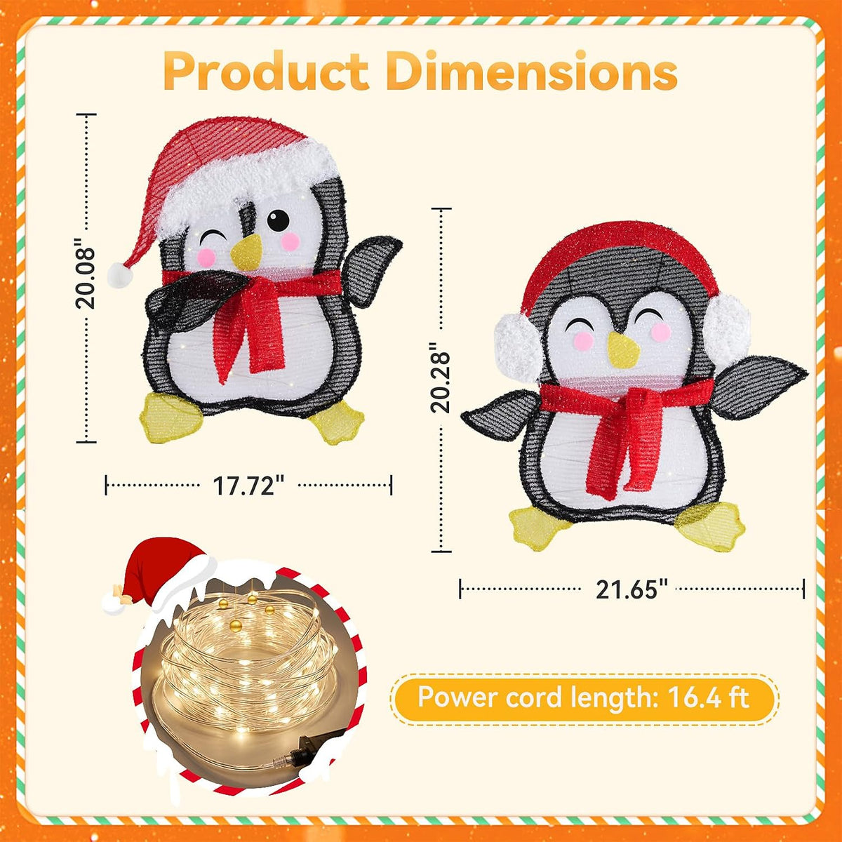 NEWBULIG Pingüino iluminado de 2 piezas para decoración navideña pa...