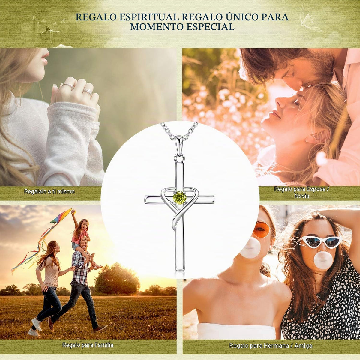 AmorAime Collar con cruz de plata de ley 925 para mujeres y hombres...