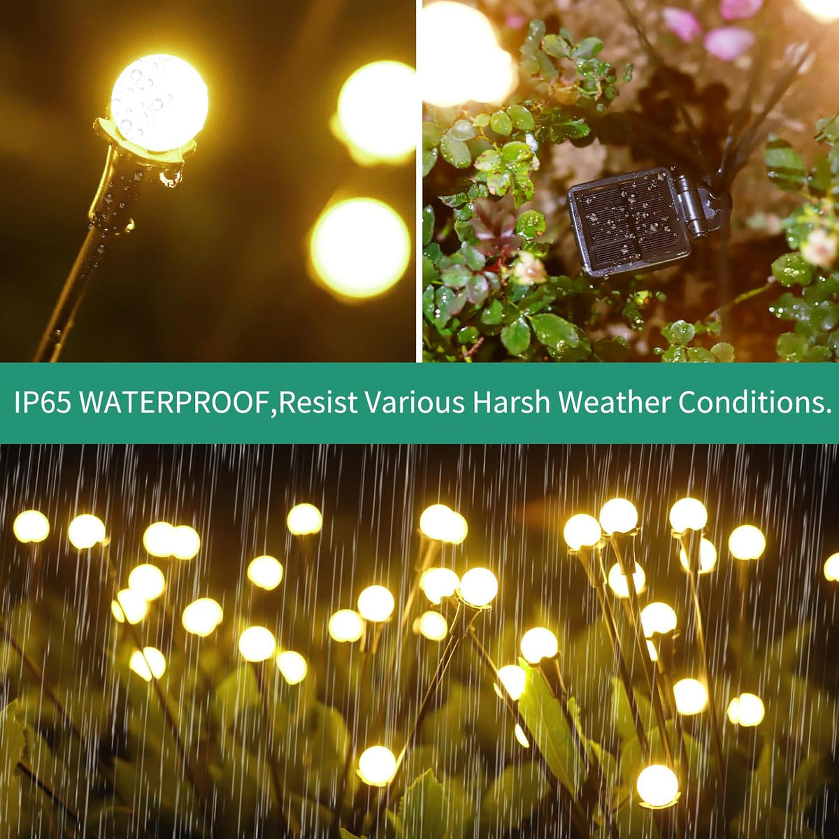 vignuto Luces solares al aire libre impermeables 4 paquetes de 32 L...