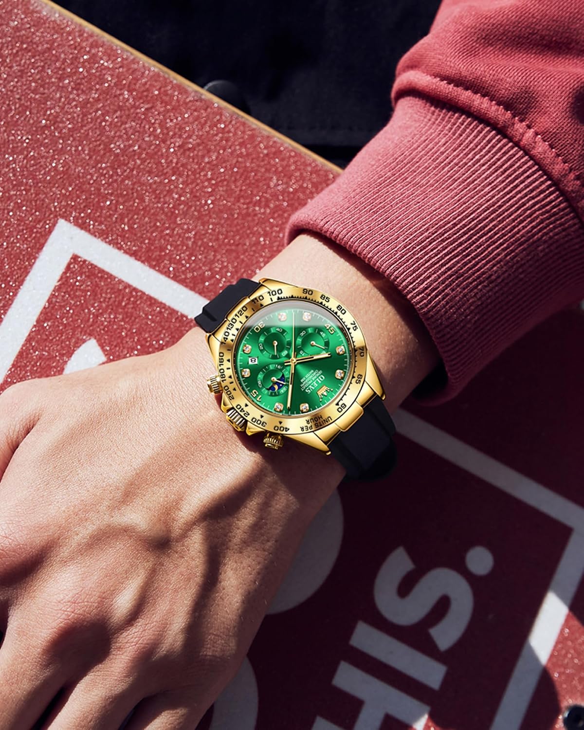 OLEVS Relojes de pulsera analógicos de cuarzo para hombre, cronógra...