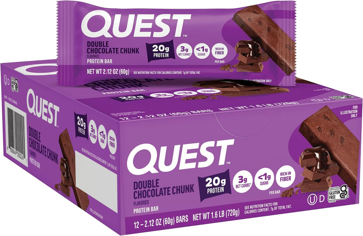 Quest Nutrition Barras de proteína de doble trozo de chocolate, bar...