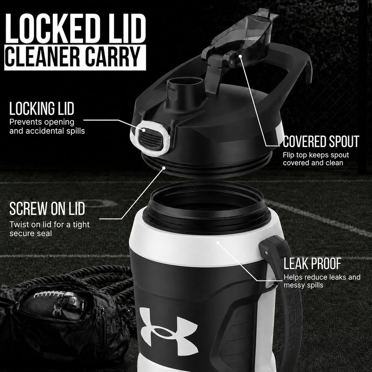 Under Armour Botella de agua aislada con asa y gancho para cerca, j...