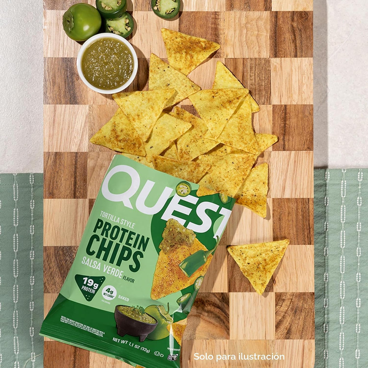 Quest Nutrition - Chips de proteína estilo tortilla, salsa verde, 0...