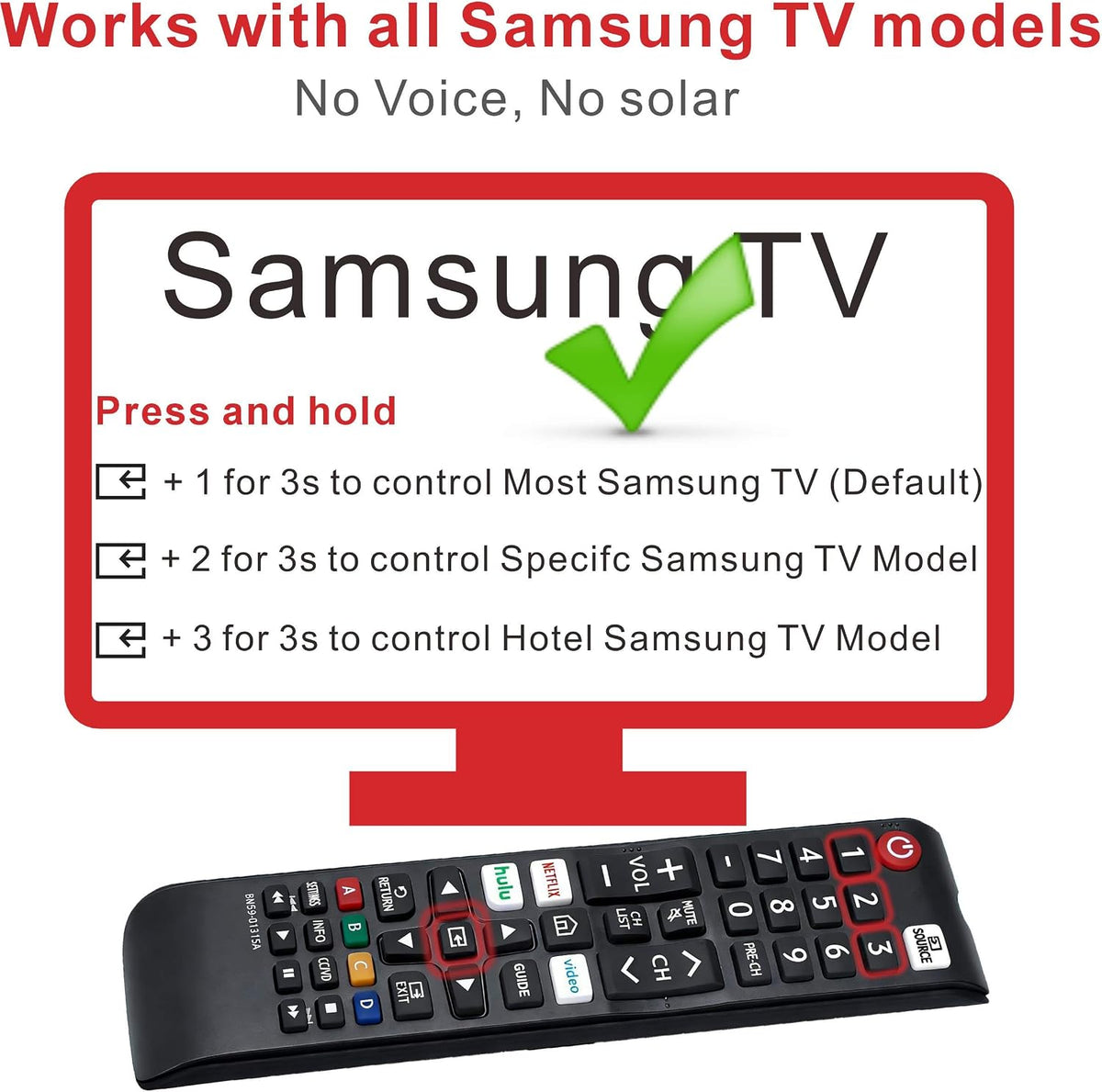 Repuesto para mando a distancia Samsung 2026-2001, paquete de 2 | M...