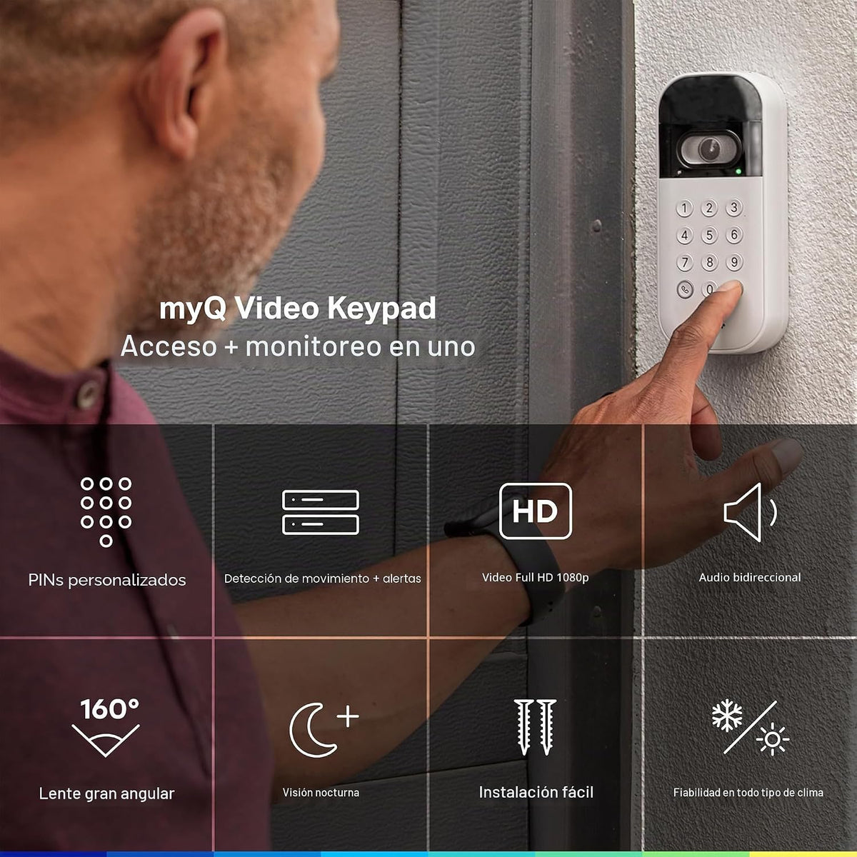 myQ - Kit de inicio inteligente de garaje: teclado de video para pu...