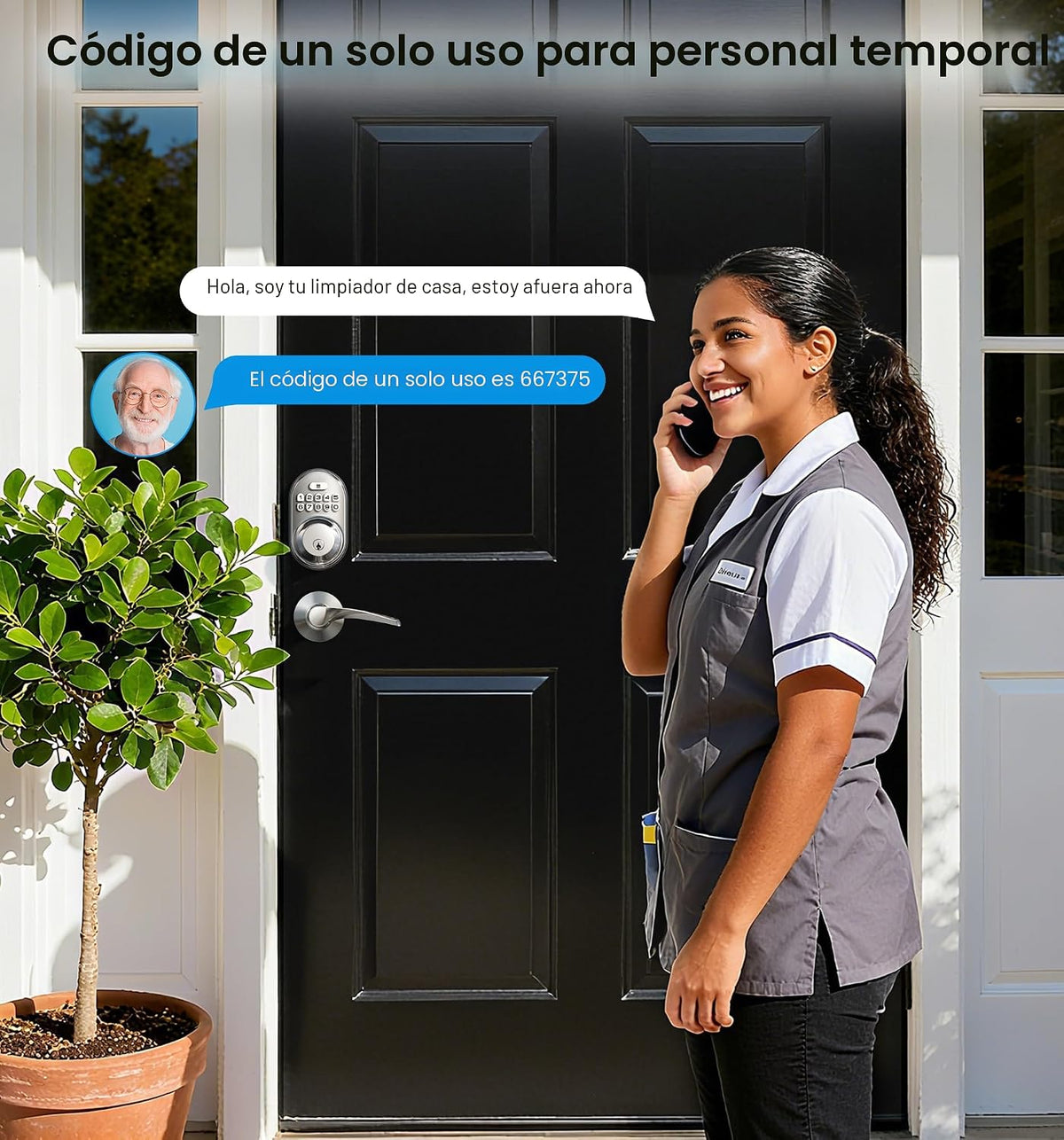 Veise RZ-C Cerradura de puerta de entrada sin llave con 2 manijas d...