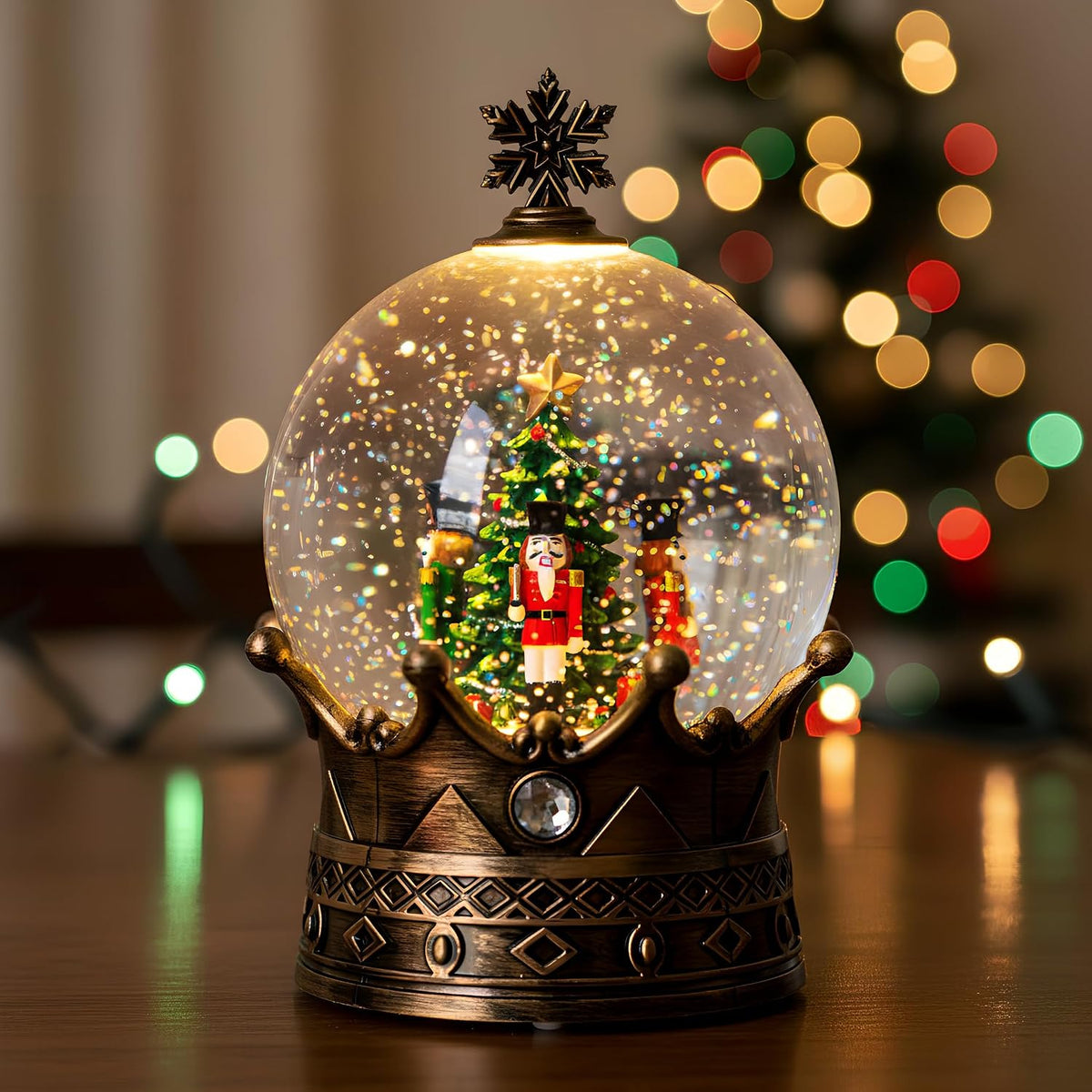 Bola de nieve cascanueces, linterna de Navidad iluminada musical co...