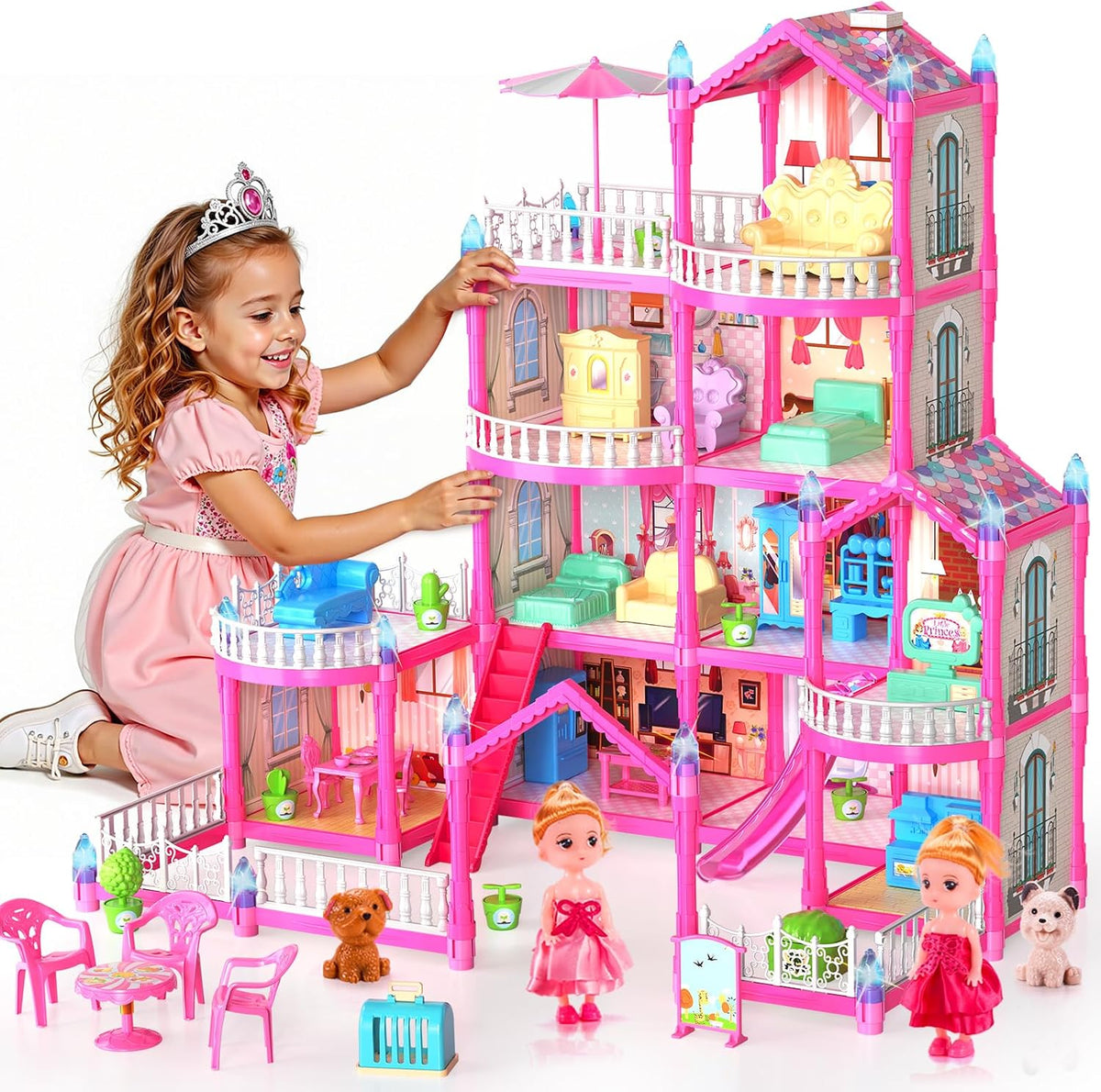Pupu Pig - Juego de casa de muñecas para niñas, 275 piezas, regalo...