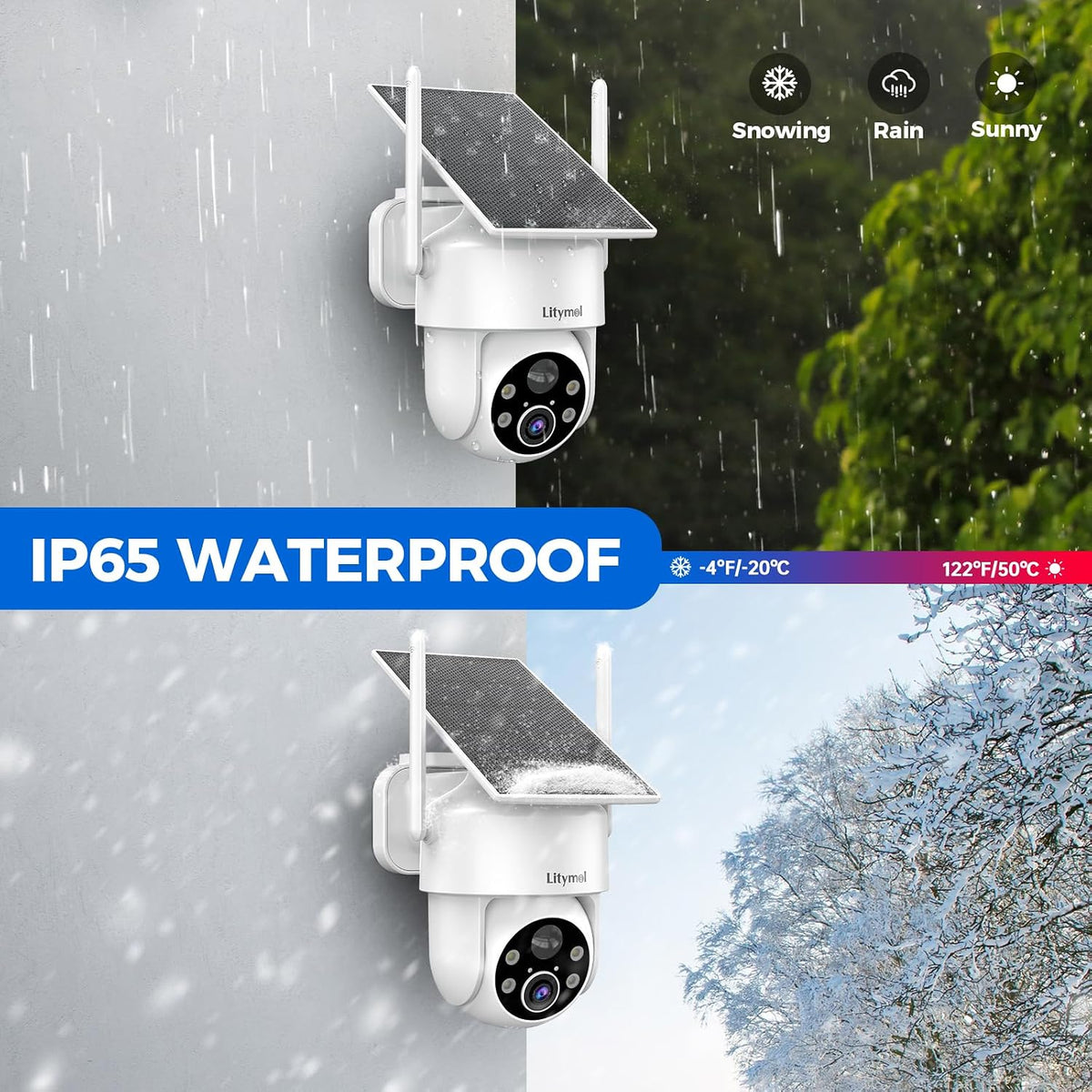 LITYMOL Cámaras de seguridad 2K de visión de 360° inalámbricas para...