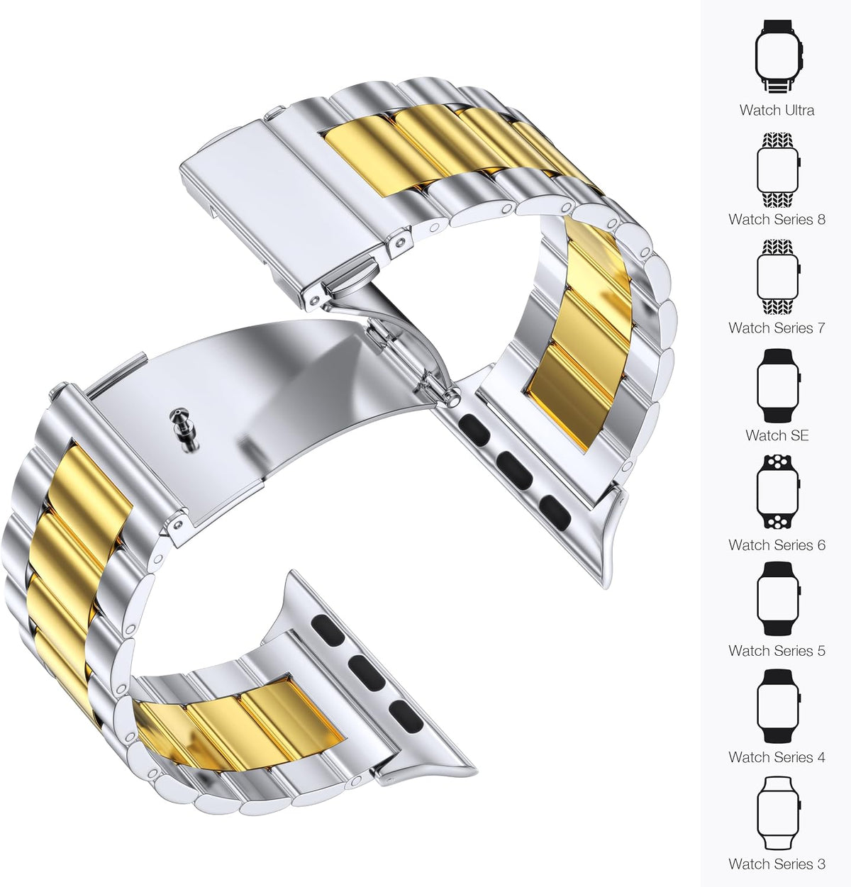 EPULY Correa de metal compatible con correas de Apple Watch para ho...