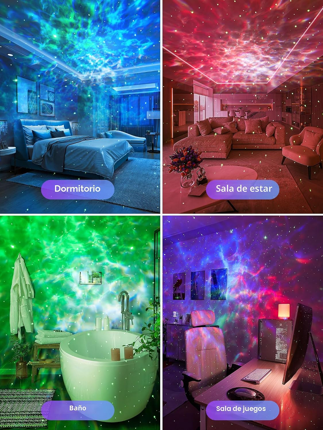 Proyector de galaxia para dormitorio, proyector de estrellas para d...