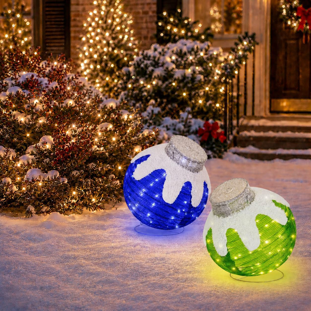 Adornos de Navidad para exteriores, decoración de bolas navideñas e...