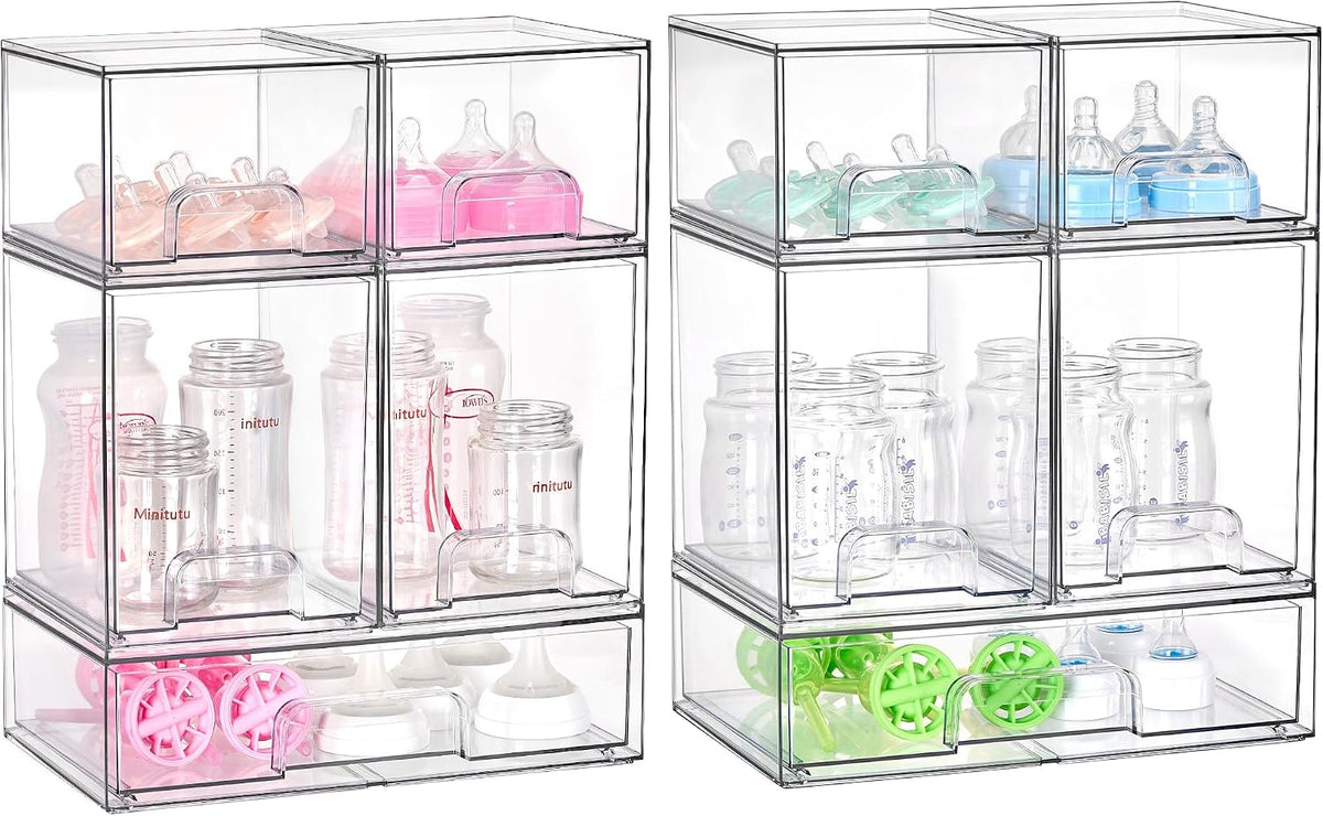 Vtopmart Juego de 10 cajones de almacenamiento apilables transparen...