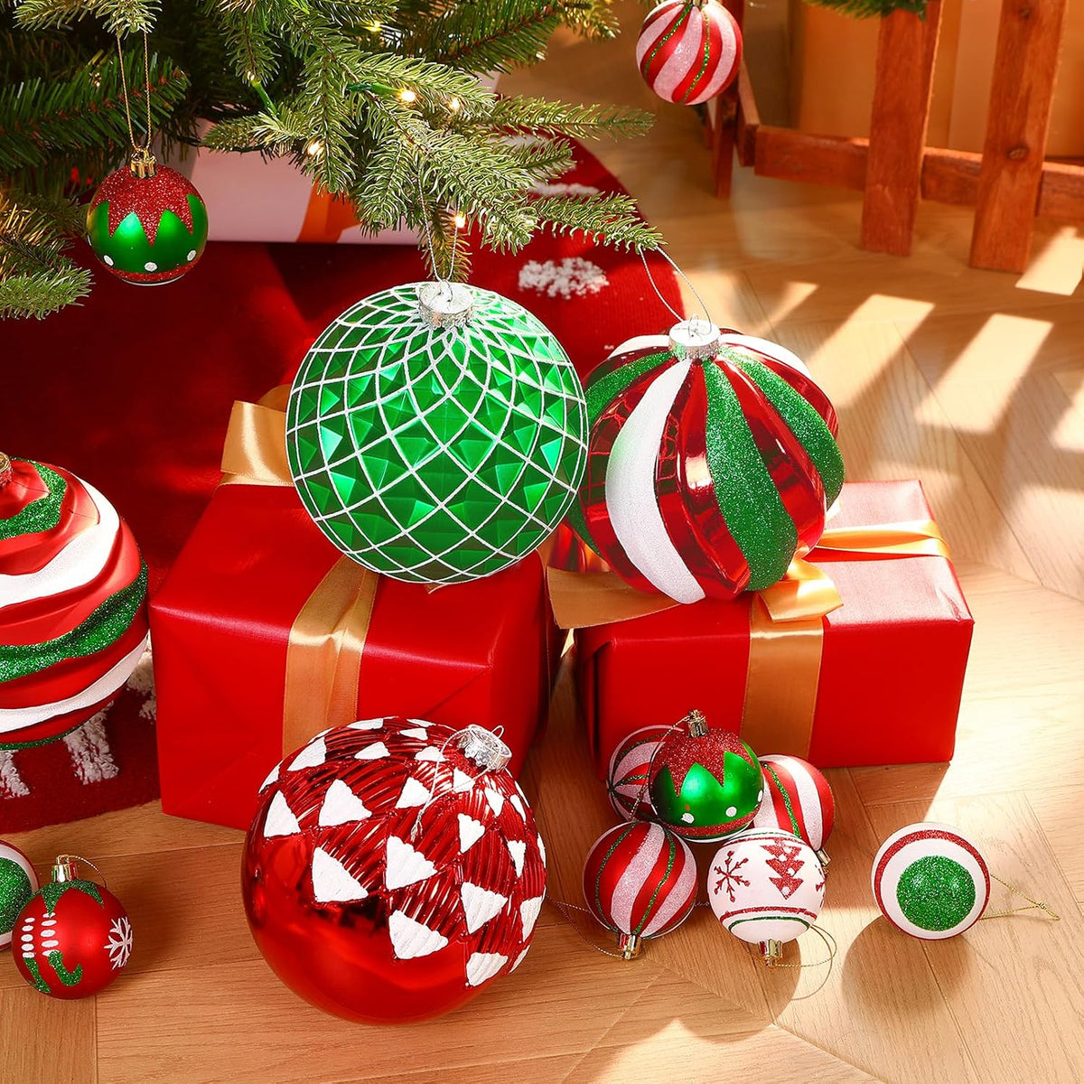 Alupssuc - Bolas de Navidad grandes de 6 pulgadas, 4 unidades, colo...